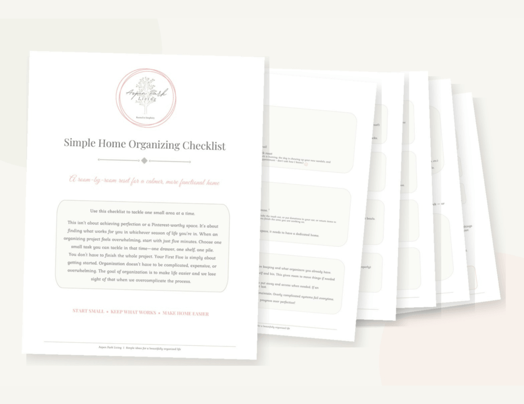 Simple Home Organizing Checklist free printable from Aspen Park Living