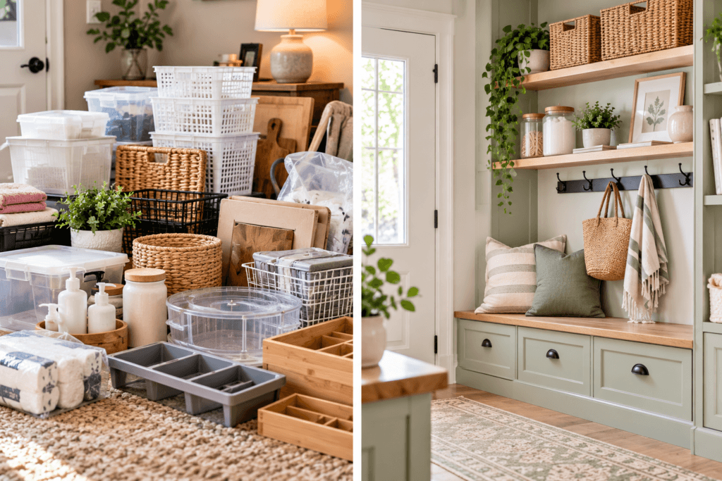Too many storage bins and organizers compared with a functional organized storage area